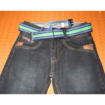 Spodnie jeansowe z paskiem <br />CZARNE <BR /> Rozmiary od 122 do 152